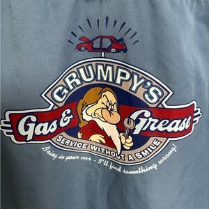Grumpy's Gas & Grease Graphic Tee - Blue with Red & Cream Print